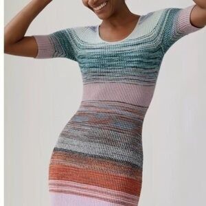 Anthropologie Textured Blue and White Knit Top